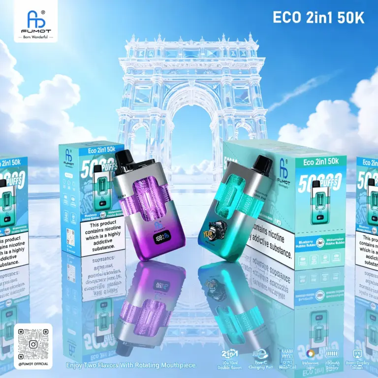 Fumot ECO 2in1 50000 50K Puffs Double Flavors Smart Display Original Rechargeable Disposable Vape
