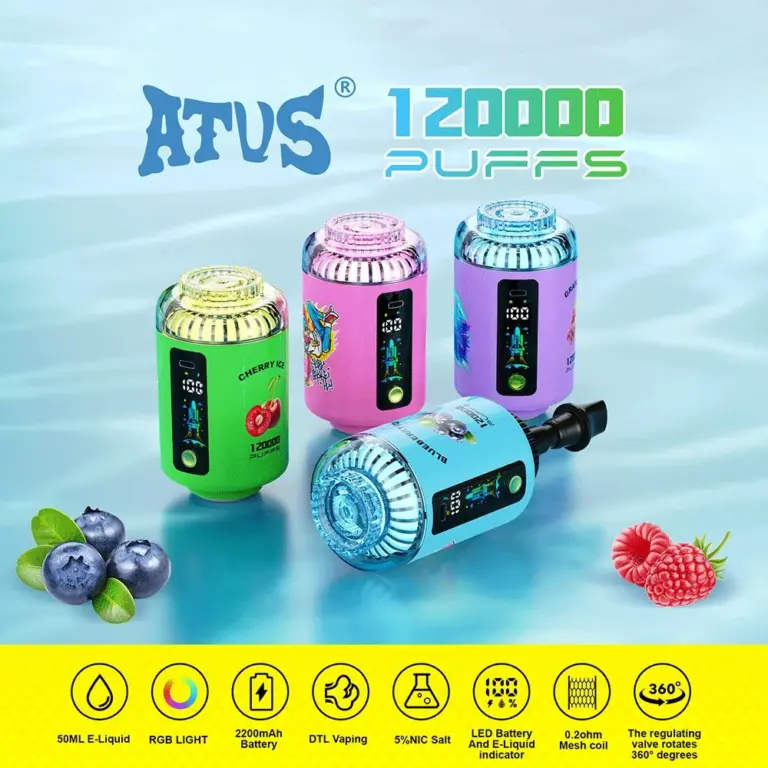 ATVS 120000 120K Puffs Hookah Head LED Display DTL Disposable Vape