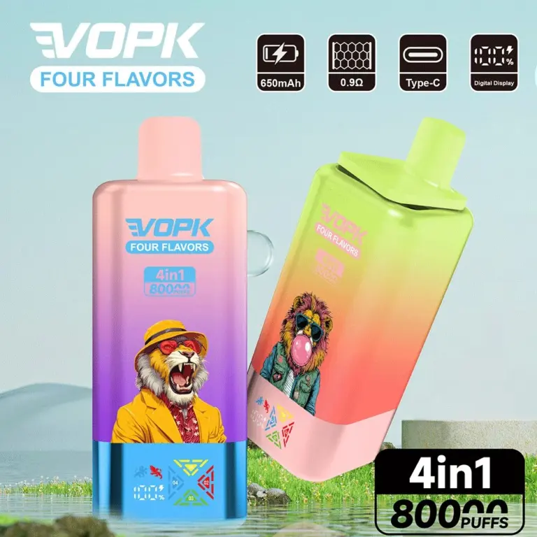 Vopk Four Flavors 80000 80K Puffs 4 in 1 Flavors Newest Original Rechargeable LCD Display Disposable Vape