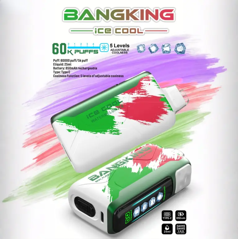 Bang King Ice Cool 60000 60K Puffs Original Adjustable Ice level LED Display Disposable Vape