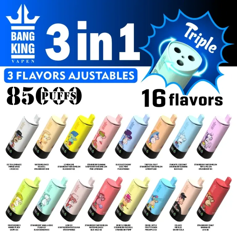 Bang King 85000 85k Puffs 3 in 1 Flavors Newest Original Rechargeable LCD Display Disposable Vape