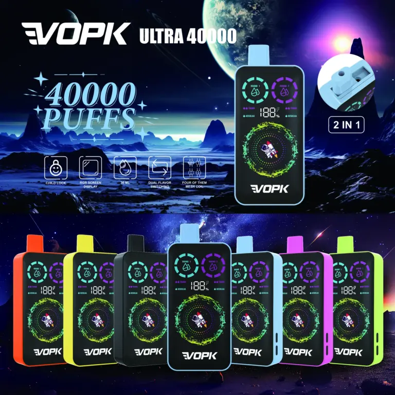 VOPK ULTRA 40000 40K Puffs Double Taste RGD Screen Display Disposable Vape