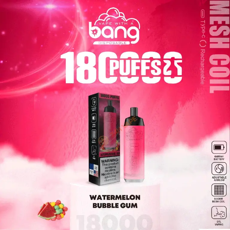 Bang Crown Bar 18000 Puffs 0% 2% 3% 5% Nicotine Leather Disposable Vape Pen